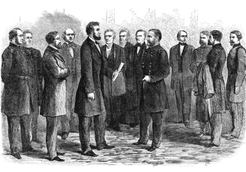 Lincoln Gives Commission to Gen. Grant - Antique Engraving